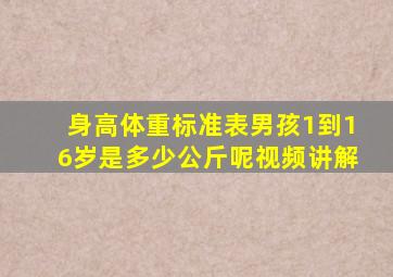 身高体重标准表男孩1到16岁是多少公斤呢视频讲解