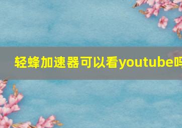 轻蜂加速器可以看youtube吗