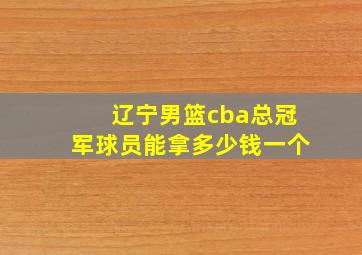 辽宁男篮cba总冠军球员能拿多少钱一个