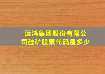 运鸿集团股份有限公司硅矿股票代码是多少