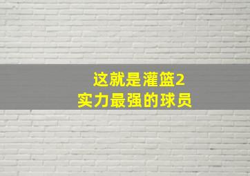 这就是灌篮2实力最强的球员