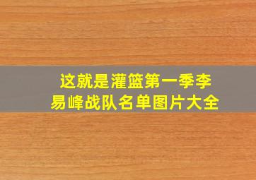 这就是灌篮第一季李易峰战队名单图片大全