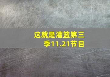 这就是灌篮第三季11.21节目