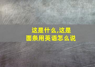 这是什么,这是面条用英语怎么说