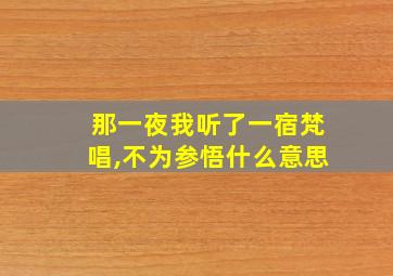 那一夜我听了一宿梵唱,不为参悟什么意思