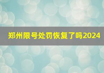 郑州限号处罚恢复了吗2024