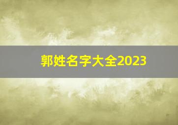 郭姓名字大全2023