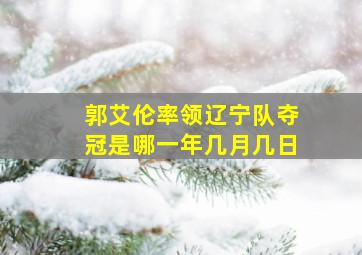 郭艾伦率领辽宁队夺冠是哪一年几月几日