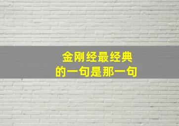 金刚经最经典的一句是那一句