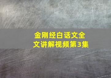 金刚经白话文全文讲解视频第3集