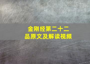 金刚经第二十二品原文及解读视频