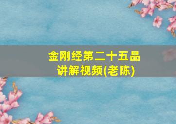 金刚经第二十五品讲解视频(老陈)