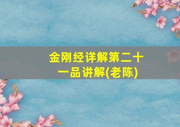 金刚经详解第二十一品讲解(老陈)