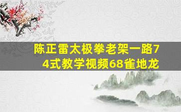 陈正雷太极拳老架一路74式教学视频68雀地龙