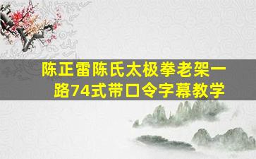 陈正雷陈氏太极拳老架一路74式带口令字幕教学