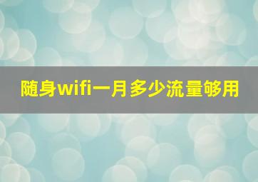 随身wifi一月多少流量够用