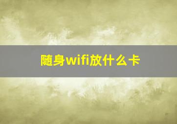 随身wifi放什么卡