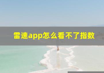 雷速app怎么看不了指数