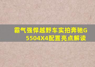 霸气强悍越野车实拍奔驰G5504X4配置亮点解读