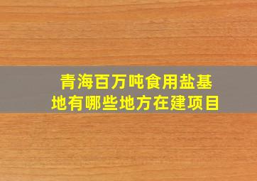 青海百万吨食用盐基地有哪些地方在建项目