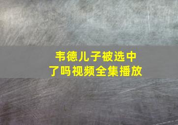 韦德儿子被选中了吗视频全集播放