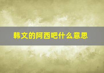 韩文的阿西吧什么意思