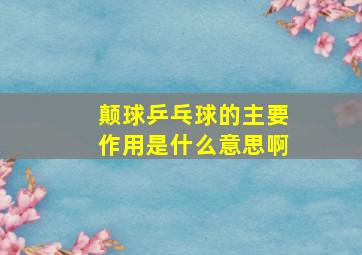 颠球乒乓球的主要作用是什么意思啊