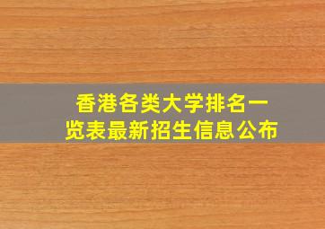 香港各类大学排名一览表最新招生信息公布