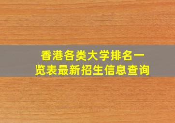 香港各类大学排名一览表最新招生信息查询