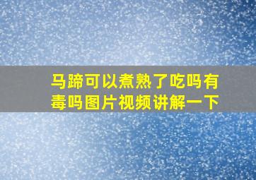 马蹄可以煮熟了吃吗有毒吗图片视频讲解一下