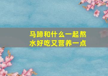 马蹄和什么一起熬水好吃又营养一点