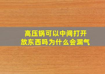 高压锅可以中间打开放东西吗为什么会漏气