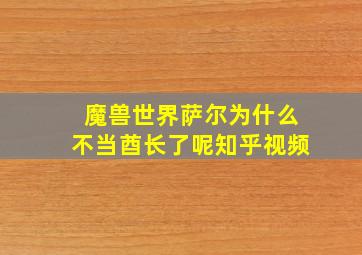 魔兽世界萨尔为什么不当酋长了呢知乎视频