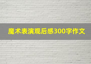 魔术表演观后感300字作文