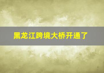 黑龙江跨境大桥开通了