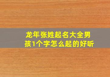 龙年张姓起名大全男孩1个字怎么起的好听