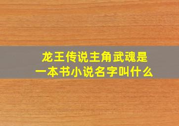 龙王传说主角武魂是一本书小说名字叫什么